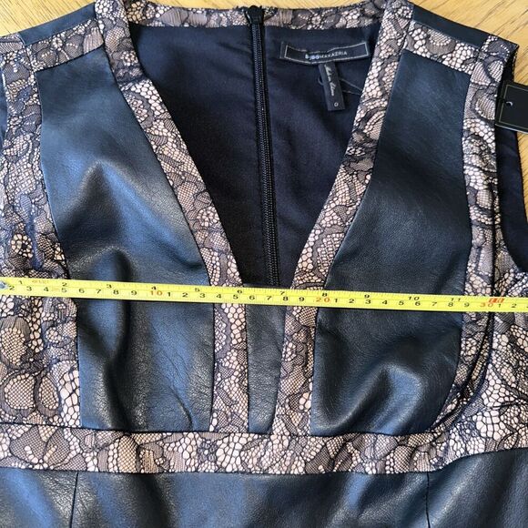 BcBG Woman’s Black Leather Lace Matrix Mini evening cosplay Dress Size 0 NWT - Picture 8 of 9